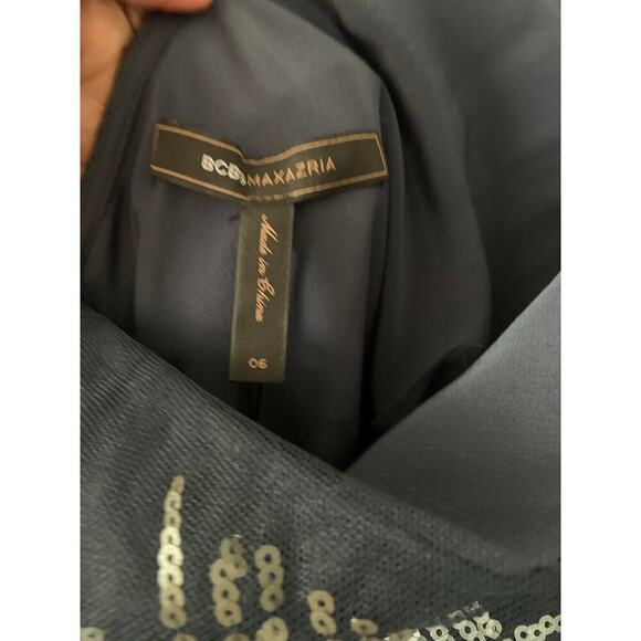 BCBG High Low Maxi Sequin Silk Tulle One Shoulder Dress Size 6 NWT - Picture 2 of 4